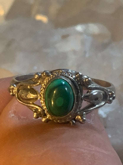 Bague en Malachite du Congo, en Argent 0.925. Superbe pierre singulière ! Taille 61 Fr.