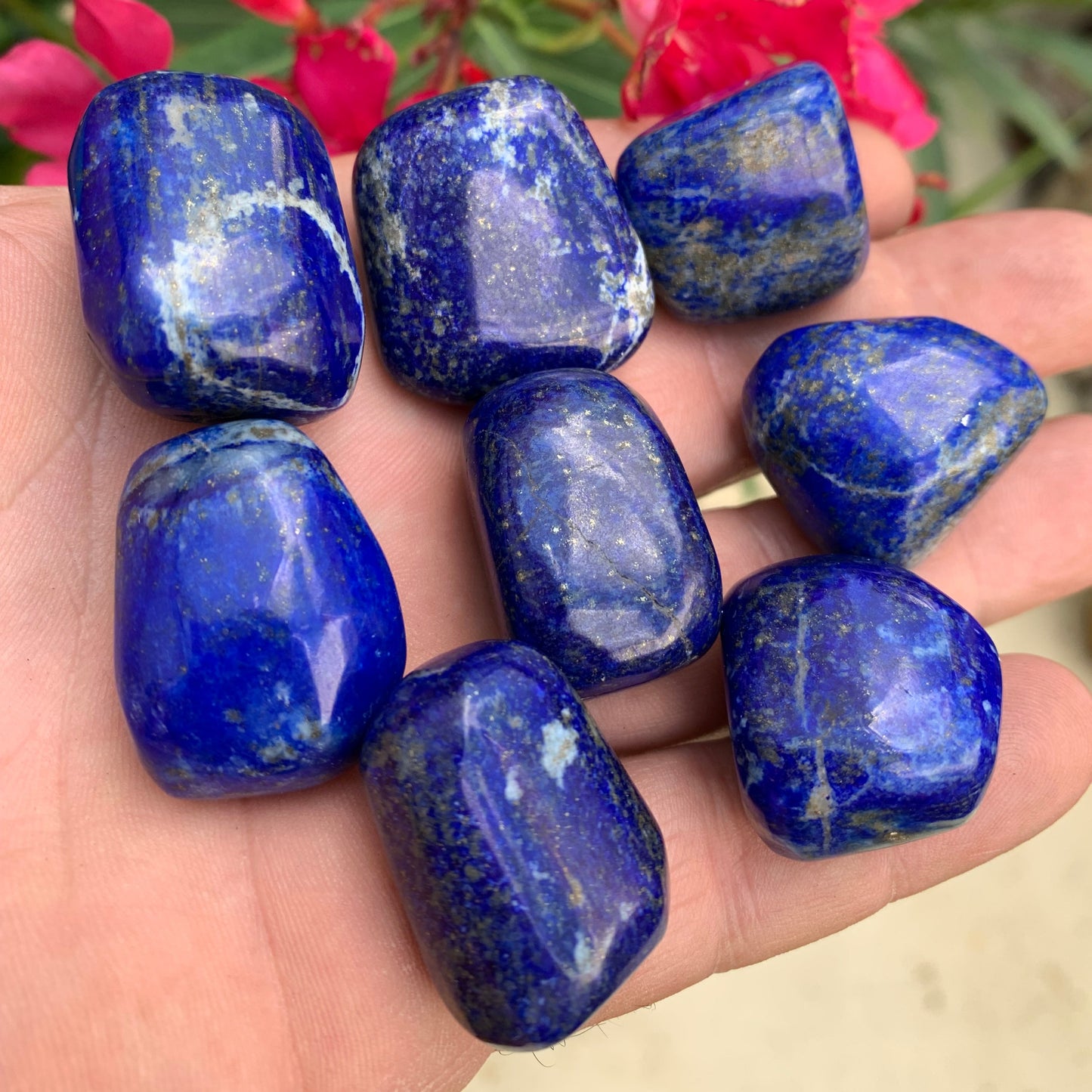 Lapis lazuli, pierres roulées de 30 x 20 x 15 mm - 20 grammes environ. Un bleu envoûtant et fascinant, pierre des pharaons !