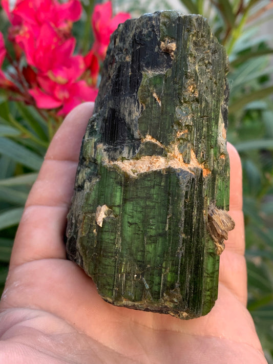 Green Tourmaline/Verdelite, natural specimen measuring 93 x 56 x 48 mm - approximately 444 grams. A superb piece of good size! 