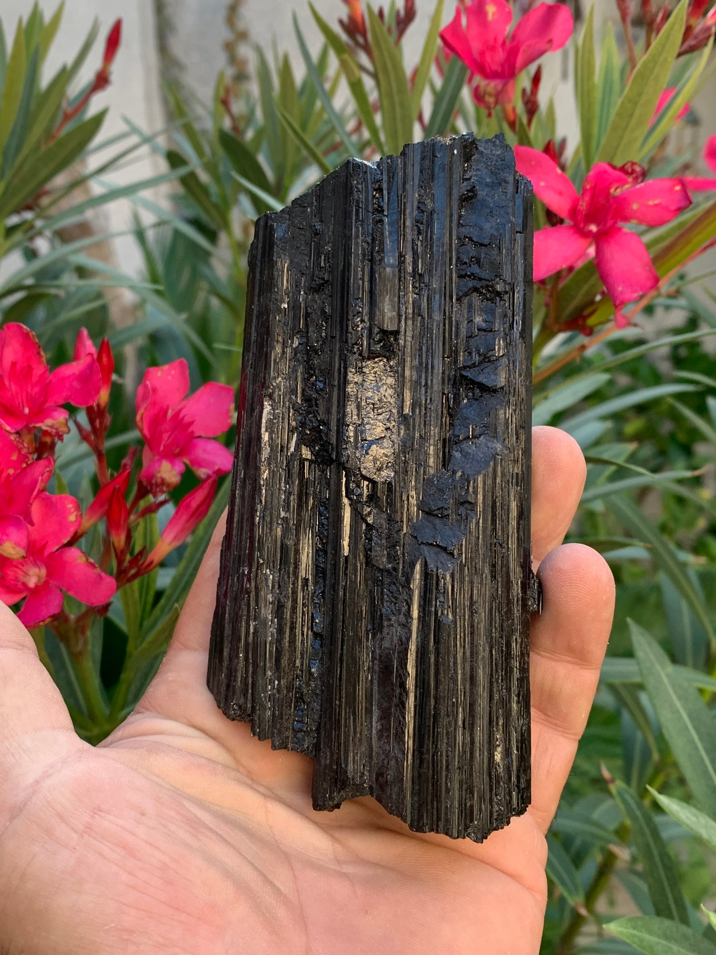 Black tourmaline, natural specimen measuring 137 x 64 x 40 mm - 568 grams. A very beautiful piece of good size! 