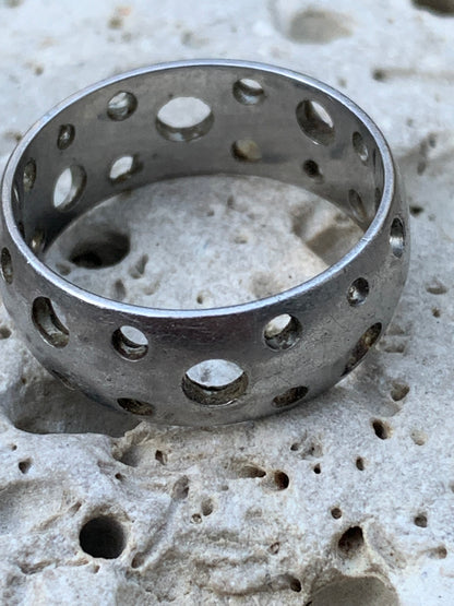 Bague en acier inoxydable 100%, couleur Argent. Superbe pièce ! Taille 63 Fr - Pour homme ou femme !