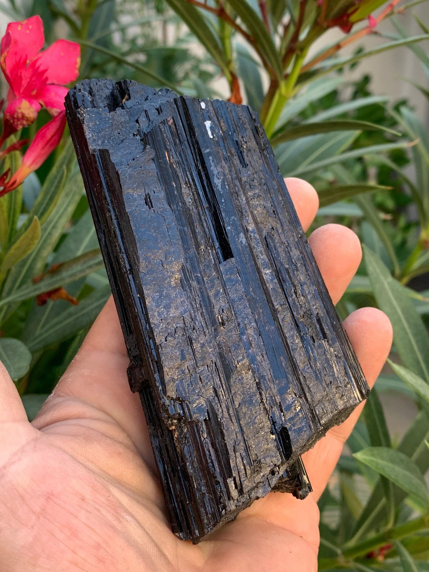Black tourmaline, natural specimen measuring 137 x 64 x 40 mm - 568 grams. A very beautiful piece of good size! 