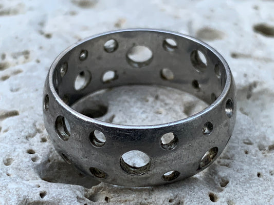 Bague en acier inoxydable 100%, couleur Argent. Superbe pièce ! Taille 63 Fr - Pour homme ou femme !