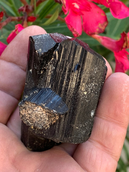 Black tourmaline, natural specimen measuring 62 x 44 x 42 mm - 136 grams. A very beautiful piece representative of the variety! 