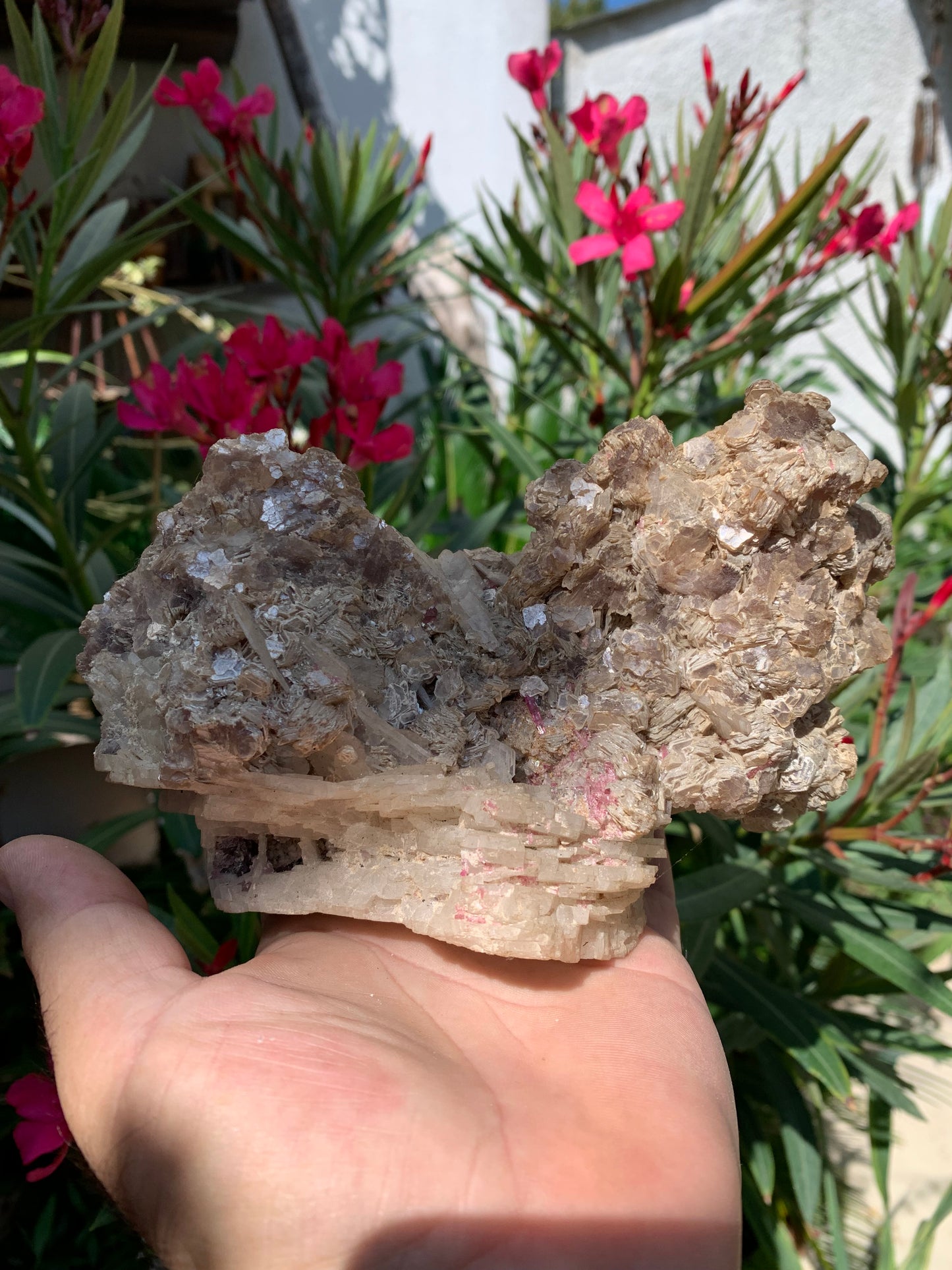 Conglomérat avec Apophyllite, muscovite et Tourmaline Rubellite, superbe spècimen naturel de 170 mm x 90 x 113 - 1 158 grammes !