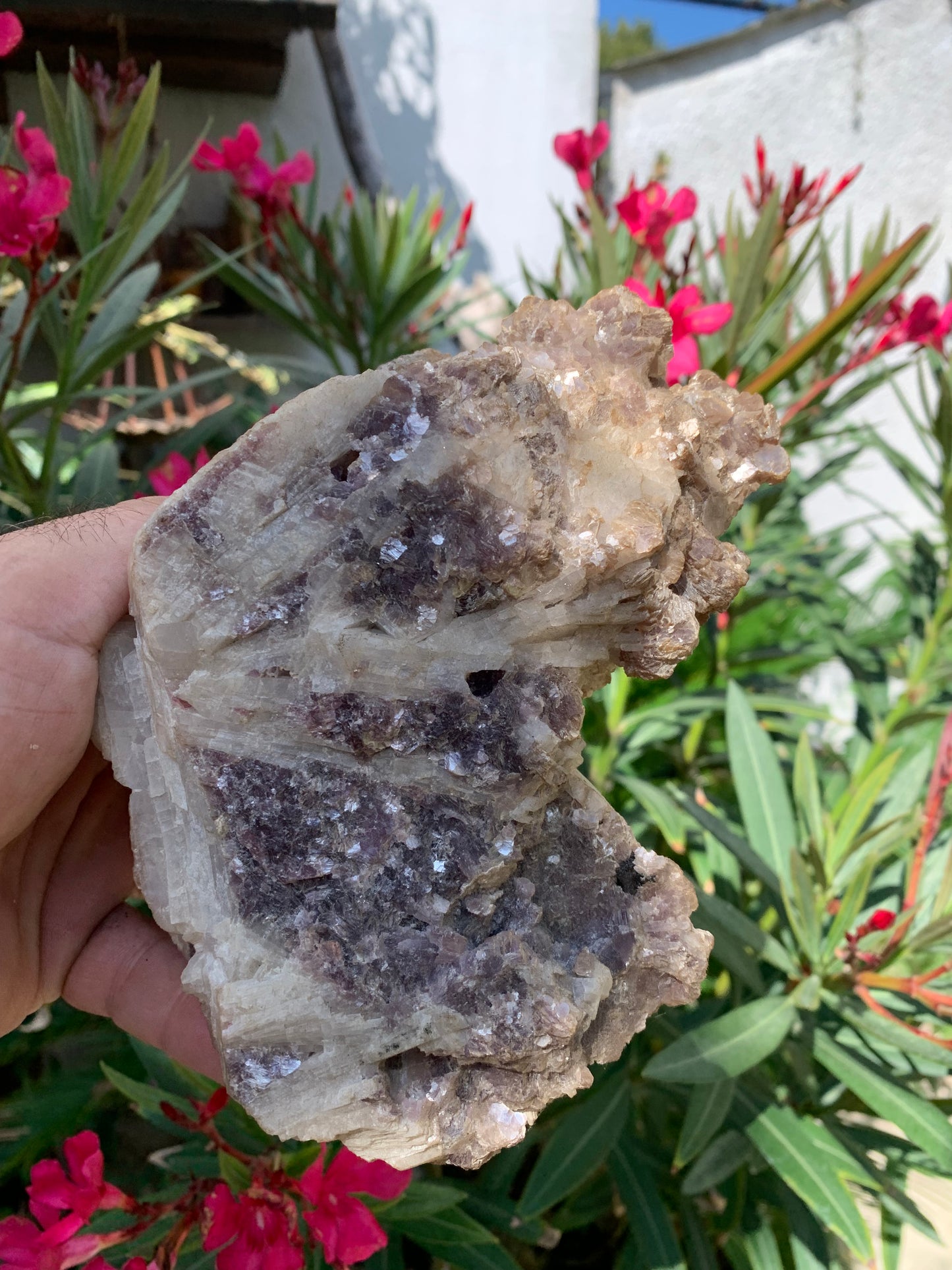 Conglomérat avec Apophyllite, muscovite et Tourmaline Rubellite, superbe spècimen naturel de 170 mm x 90 x 113 - 1 158 grammes !