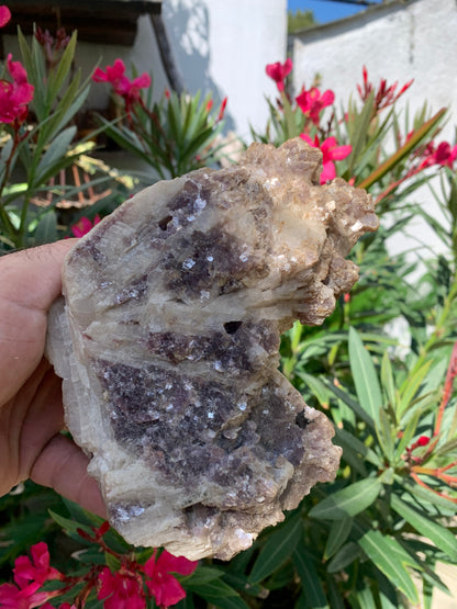 Conglomérat avec Apophyllite, muscovite et Tourmaline Rubellite, superbe spècimen naturel de 170 mm x 90 x 113 - 1 158 grammes !