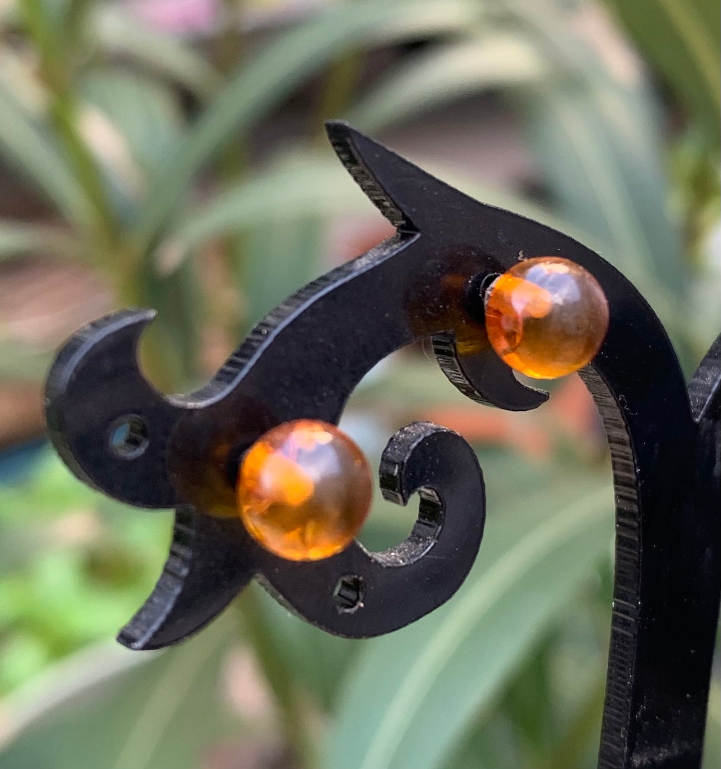 Amber studs/earrings, AA to AAA quality. 0.925 silver finish, very elegant, fine, perfect!