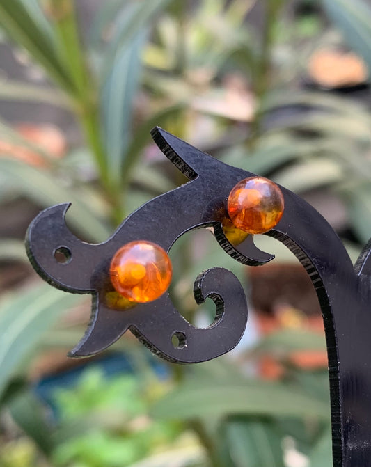 Amber studs/earrings, AA to AAA quality. 0.925 silver finish, very elegant, fine, perfect!