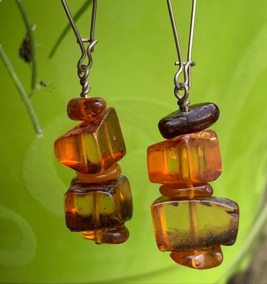 Amber earrings, AA to AA quality, mounted by "Gem &amp; Zen". Sold in Silver, Silver-tone brass or gold-tone finish + options for choice of mounts, perfect!