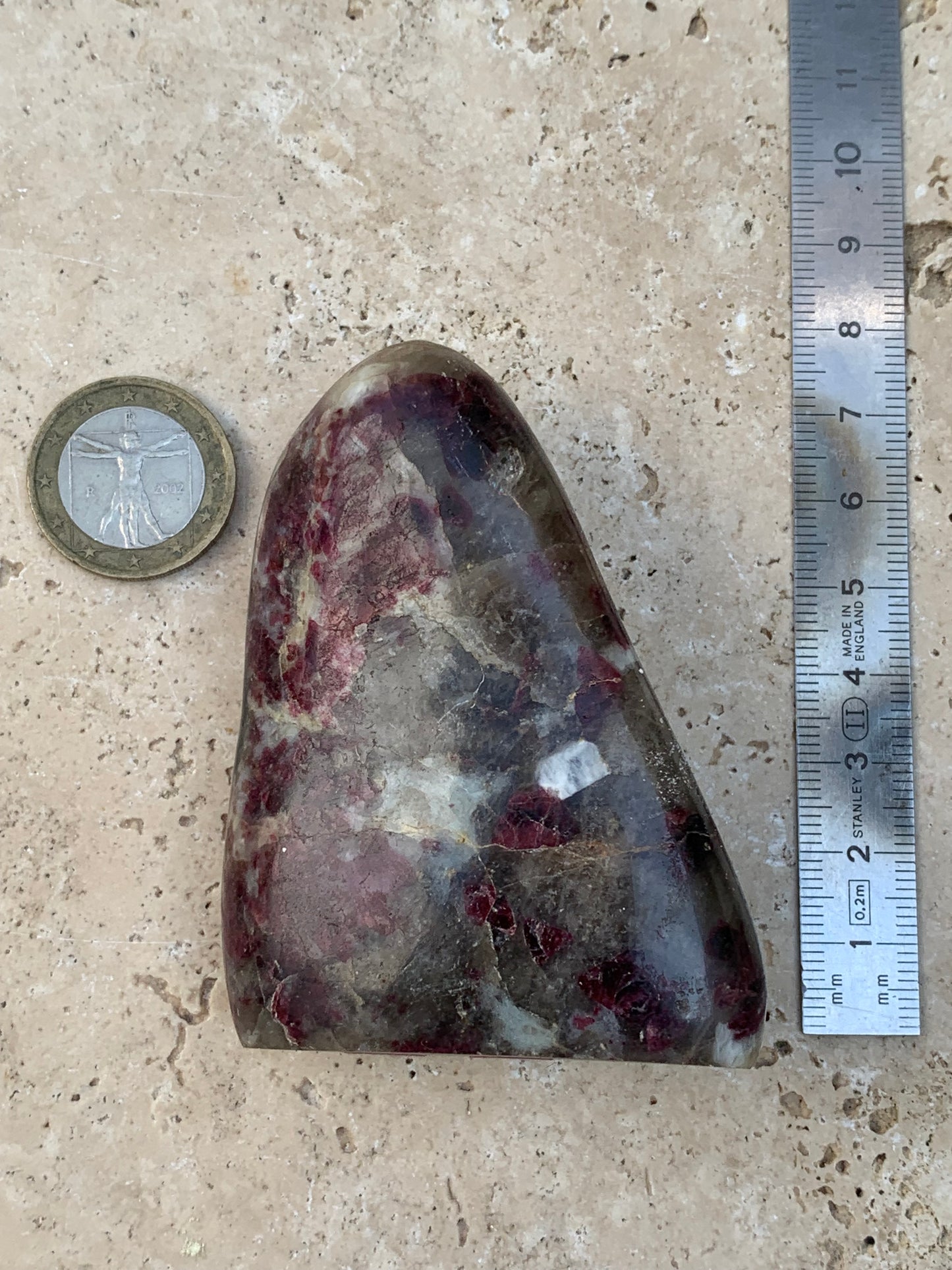 Rubellite Tourmaline, large round pebble measuring 76 x 57 x 28 mm - 164.5 grams. A very beautiful and unique piece! 
