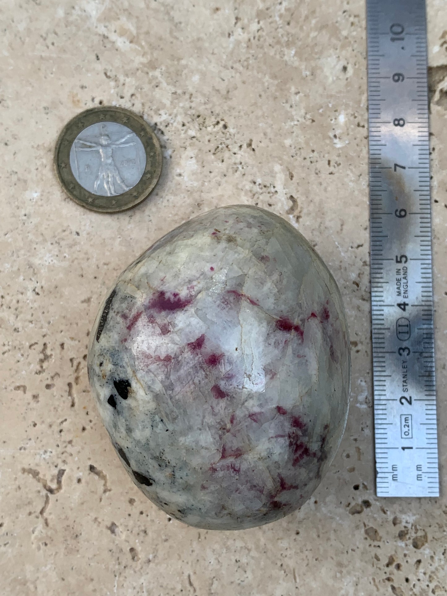 Rubellite Tourmaline, large round pebble measuring 60 x 50 x 45 mm - 179.2 grams. A very beautiful and unique piece! 