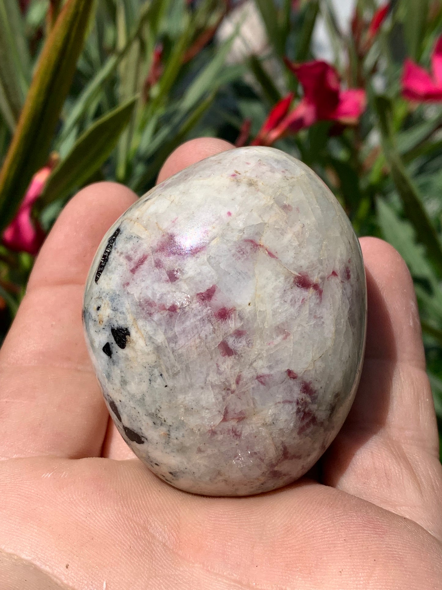 Rubellite Tourmaline, large round pebble measuring 60 x 50 x 45 mm - 179.2 grams. A very beautiful and unique piece! 