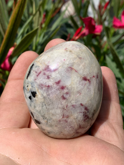 Rubellite Tourmaline, large round pebble measuring 60 x 50 x 45 mm - 179.2 grams. A very beautiful and unique piece! 