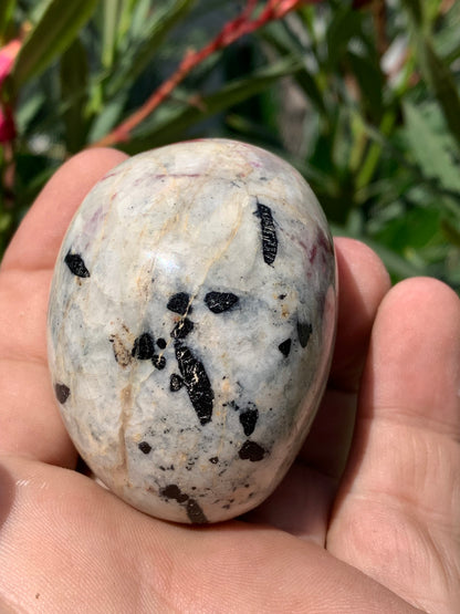 Rubellite Tourmaline, large round pebble measuring 60 x 50 x 45 mm - 179.2 grams. A very beautiful and unique piece! 