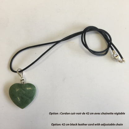 Serpentine ! Pendentif 'coeur' en Argent, 25mm de hauteur x 25 de largeur x 5 d'épaisseur. Vendu avec cordon réglable de couleur noire !