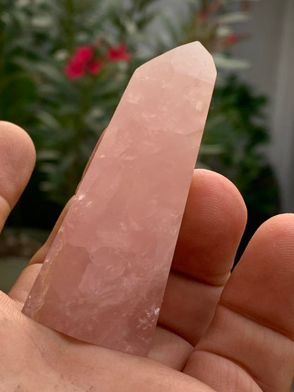 Quartz rose, pointe laser de 62 x 28 x 24 millimètres - 58 grammes. Superbe qualité, parfait pour vos collections, expositions...