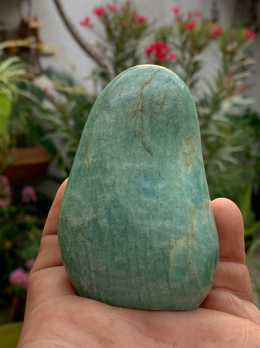 Amazonite, forme libre de 86 mm x 59 x 30 - 193 grammes. Belle qualité, magnifique pièce !