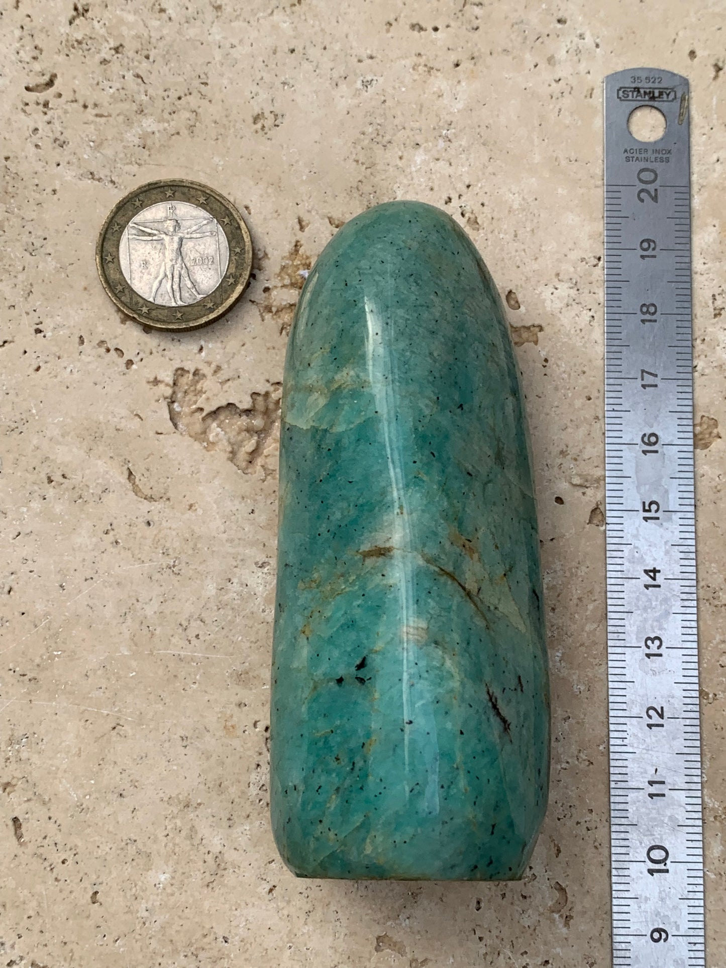 Amazonite, forme libre de 93 mm x 38 x 32 - 173,5 grammes. Belle qualité, magnifique pièce !
