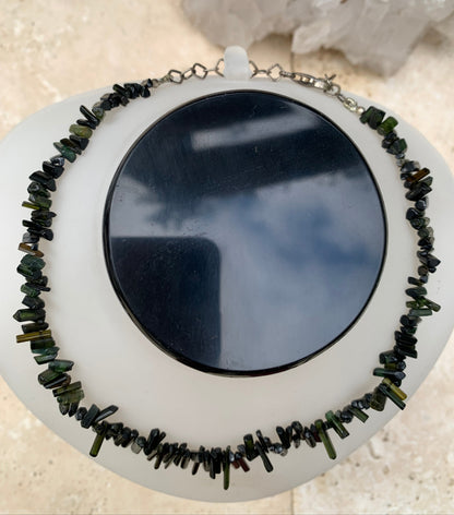 Bijoux d'exception, superbe collier en perle naturelle de tourmaline verte - verdelite, 40 centimètres de longueur, fait sur Argent ! Véritable œuvre d'art, chaque perle est un joyau !