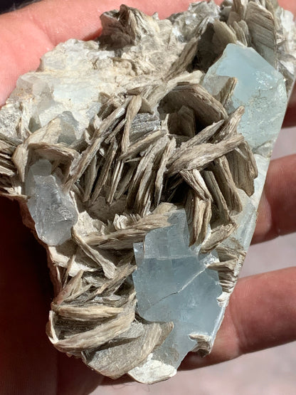 Aigue-marine avec Muscovite, superbe pièce de 100 x 60 x 55 mm en moyenne - 349 grammes !