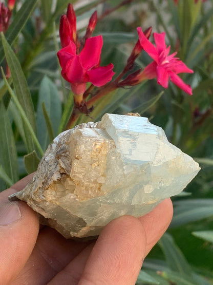 Aigue-marine avec Muscovite, superbe pièce de 69x60x38mm - 151,3 grammes ! Un bloc quasi pur en aigue-marine !