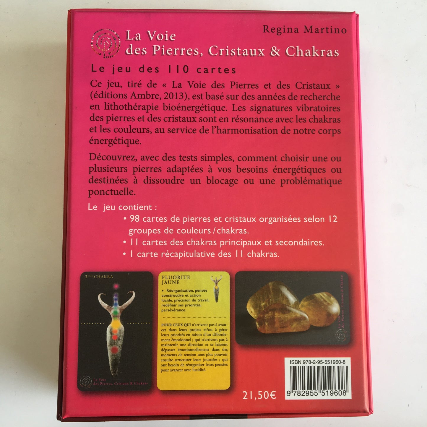 Jeu de tarot complet (110 cartes) : La Voie des Pierres, Cristaux & Chakras, par Regina Martino. Parfait pour s’initier à la lithothérapie !