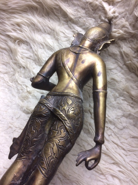 Pièce unique de Taille XL - Statuette ancienne de Tara 'blanche', en métal (bronze laiton), de 45 centimètres de haut. Fait au Népal, parfait dans une salle de Méditation, Autel, Collection, Exposition...!