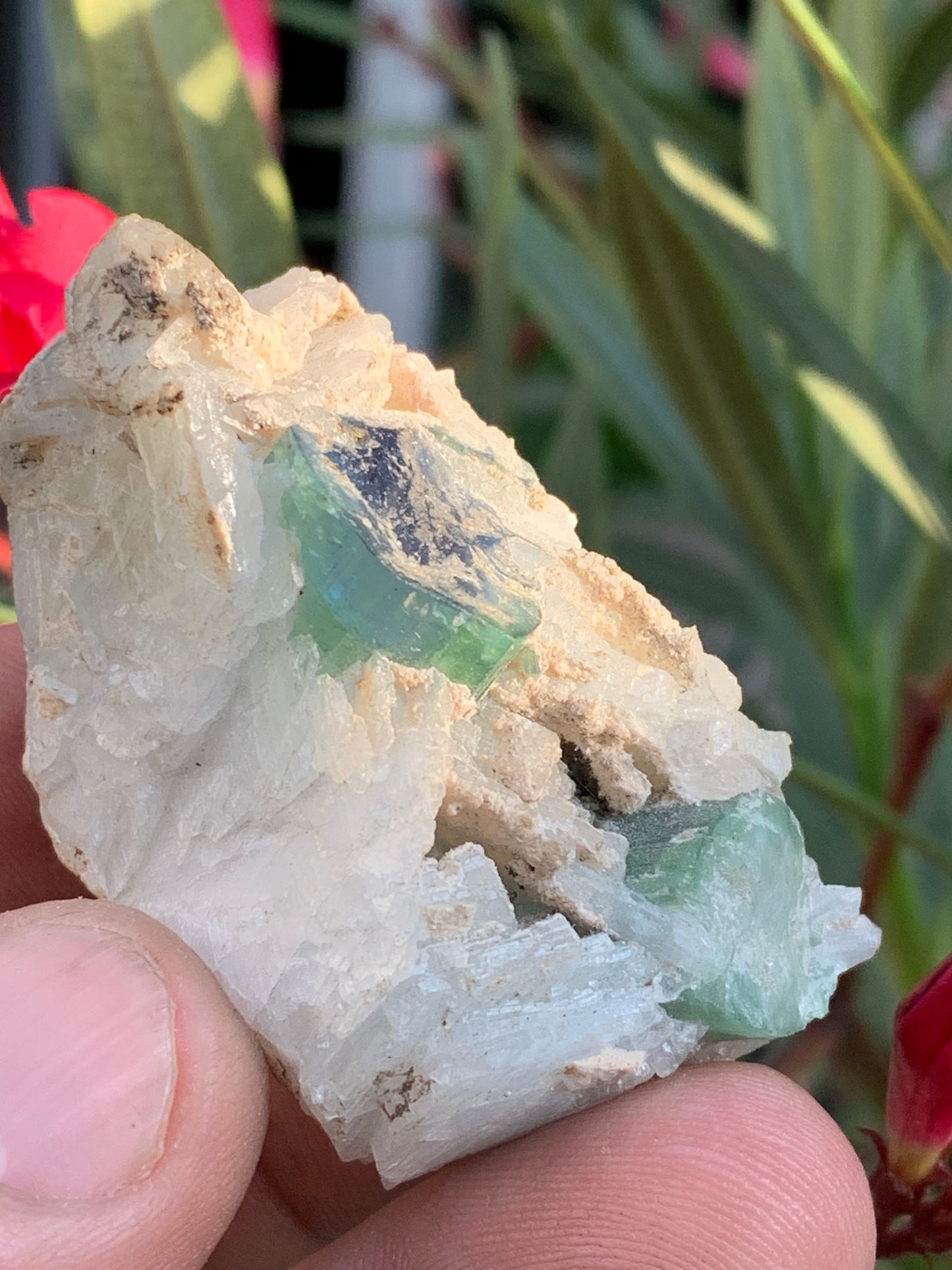 Tourmaline bleue/ Indicolite et Aigue-Marine , spécimen naturel de 52 x 32 x 30 mm - 47,9 grammes !