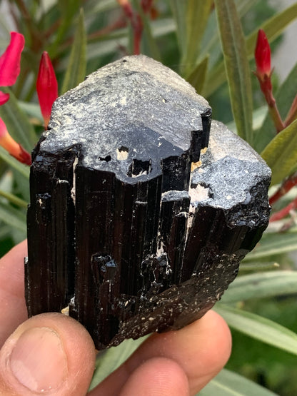 Black tourmaline, natural specimen measuring 65 x 52 x 50 mm - 246.2 grams. A very beautiful tourmaline block! 