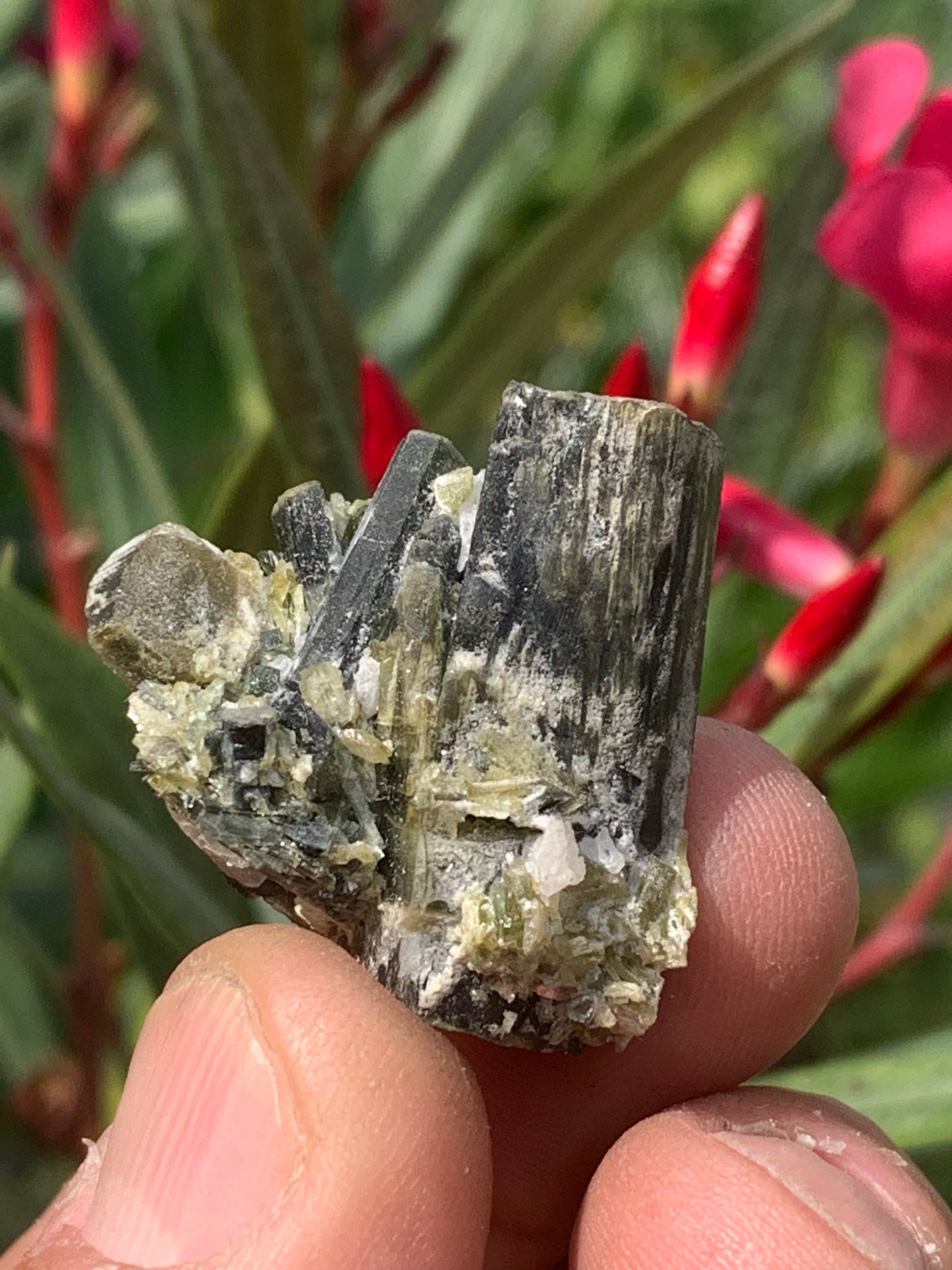 Tourmaline verte/ Verdélite, macle de cristaux naturels de 30 x 30 x 20 mm - 15,9 grammes. Magnifique petite pièce !