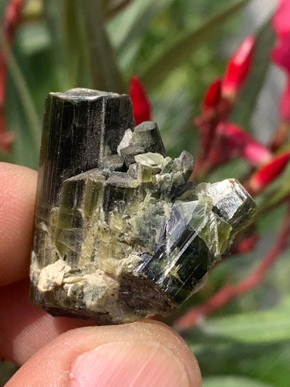 Tourmaline verte/ Verdélite, macle de cristaux naturels de 30 x 30 x 20 mm - 15,9 grammes. Magnifique petite pièce !