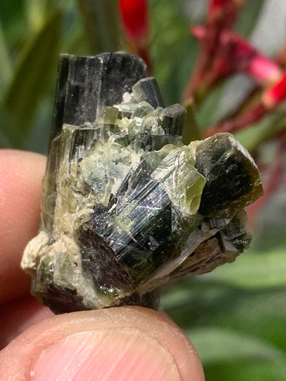 Tourmaline verte/ Verdélite, macle de cristaux naturels de 30 x 30 x 20 mm - 15,9 grammes. Magnifique petite pièce !