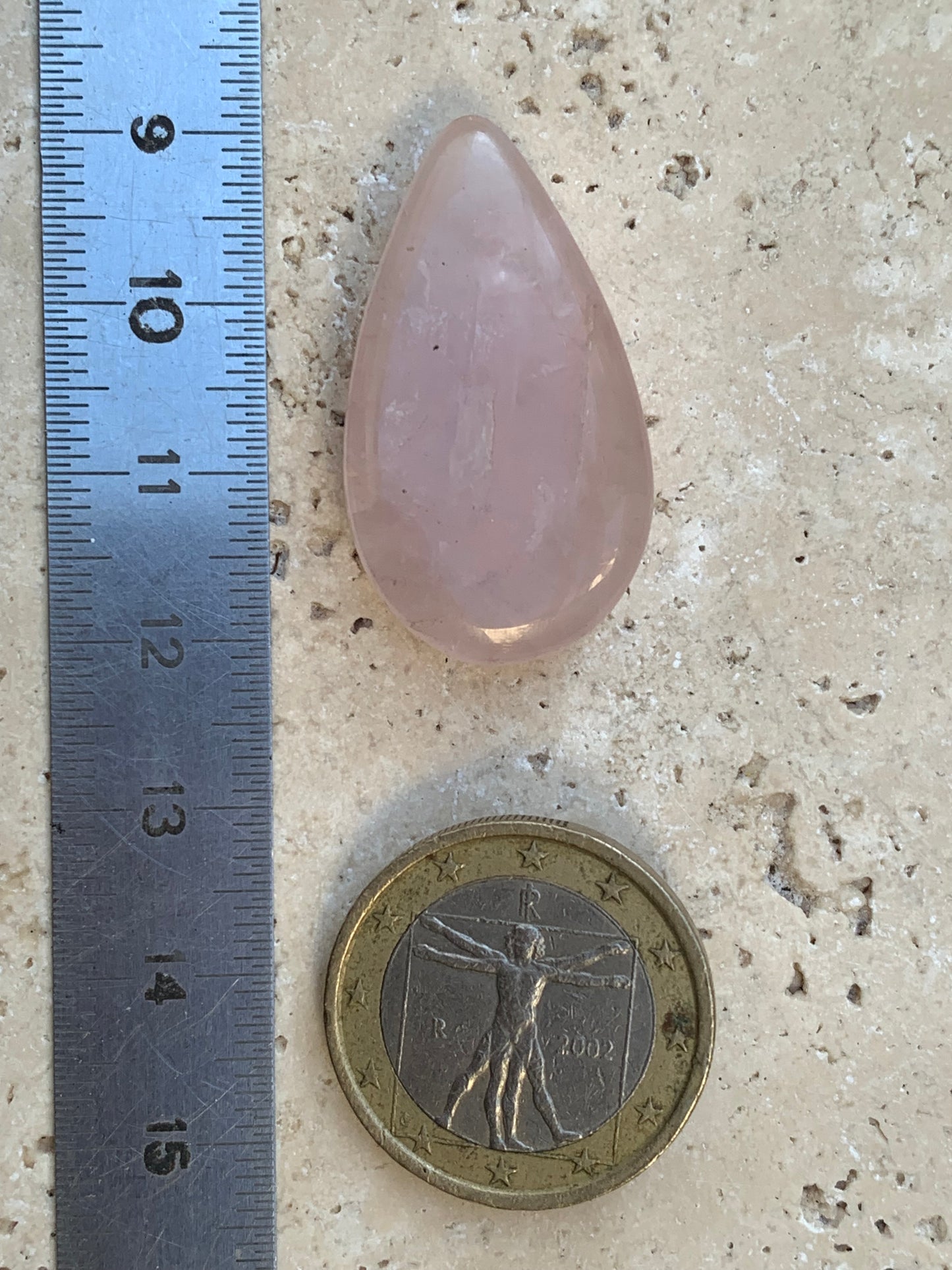 Quartz Rose, cabochon 'goutte', qualité A à AA, 30 x 20 x 8 mm environ, parfait pour la bijouterie, collection, lithothérapie...