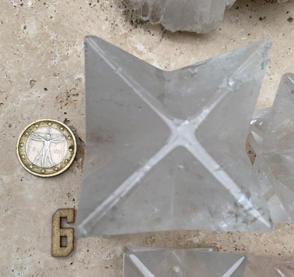 Rock crystal mercabah, 8-pointed star, size S to XL, sold individually. Piece dimensions: approximately 1.5 to 6 cm. Grade A to AAA! Perfect for studying sacred geometry and its applications! 