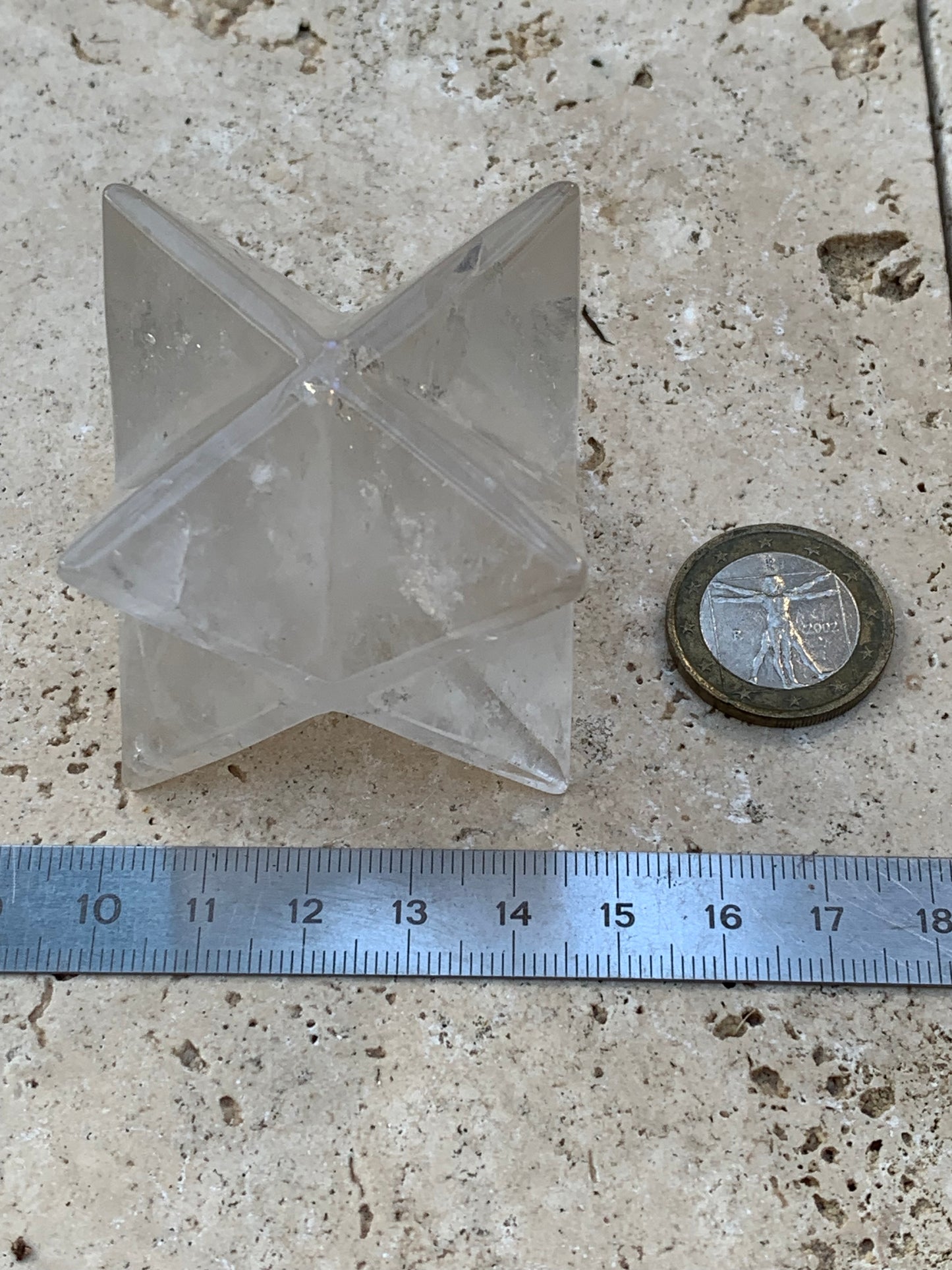 Mercaba/ Mercabah/ Merkabah (étoile à 8 branches), en cristal de roche. De 44x44x44mm - 137,7 grammes. Qualité A à AAA !