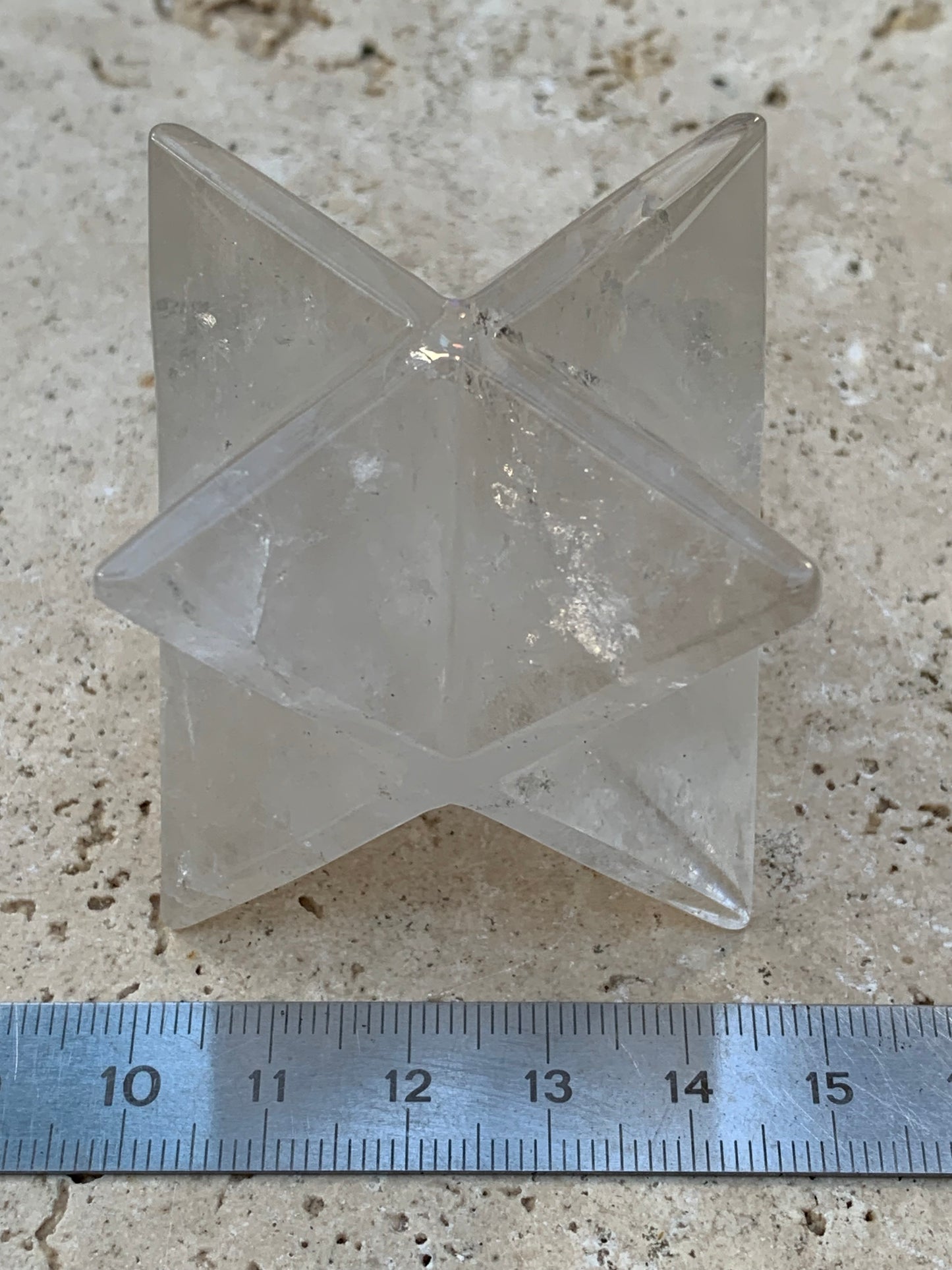 Mercaba/ Mercabah/ Merkabah (étoile à 8 branches), en cristal de roche. De 44x44x44mm - 137,7 grammes. Qualité A à AAA !