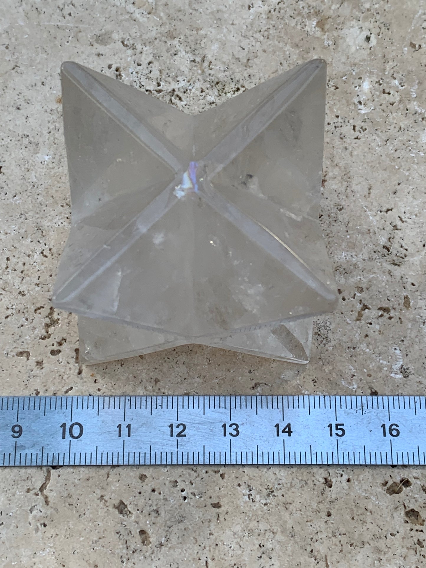Mercaba/ Mercabah/ Merkabah (étoile à 8 branches), en cristal de roche. De 44x44x44mm - 137,7 grammes. Qualité A à AAA !