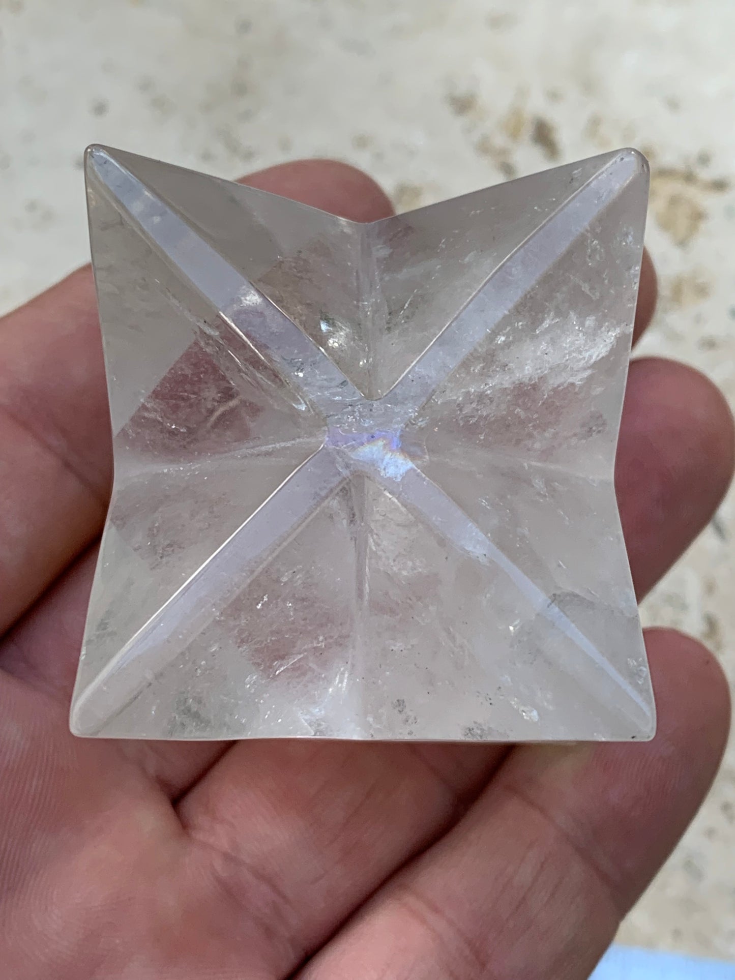 Mercaba/ Mercabah/ Merkabah (étoile à 8 branches), en cristal de roche. De 44x44x44mm - 137,7 grammes. Qualité A à AAA !