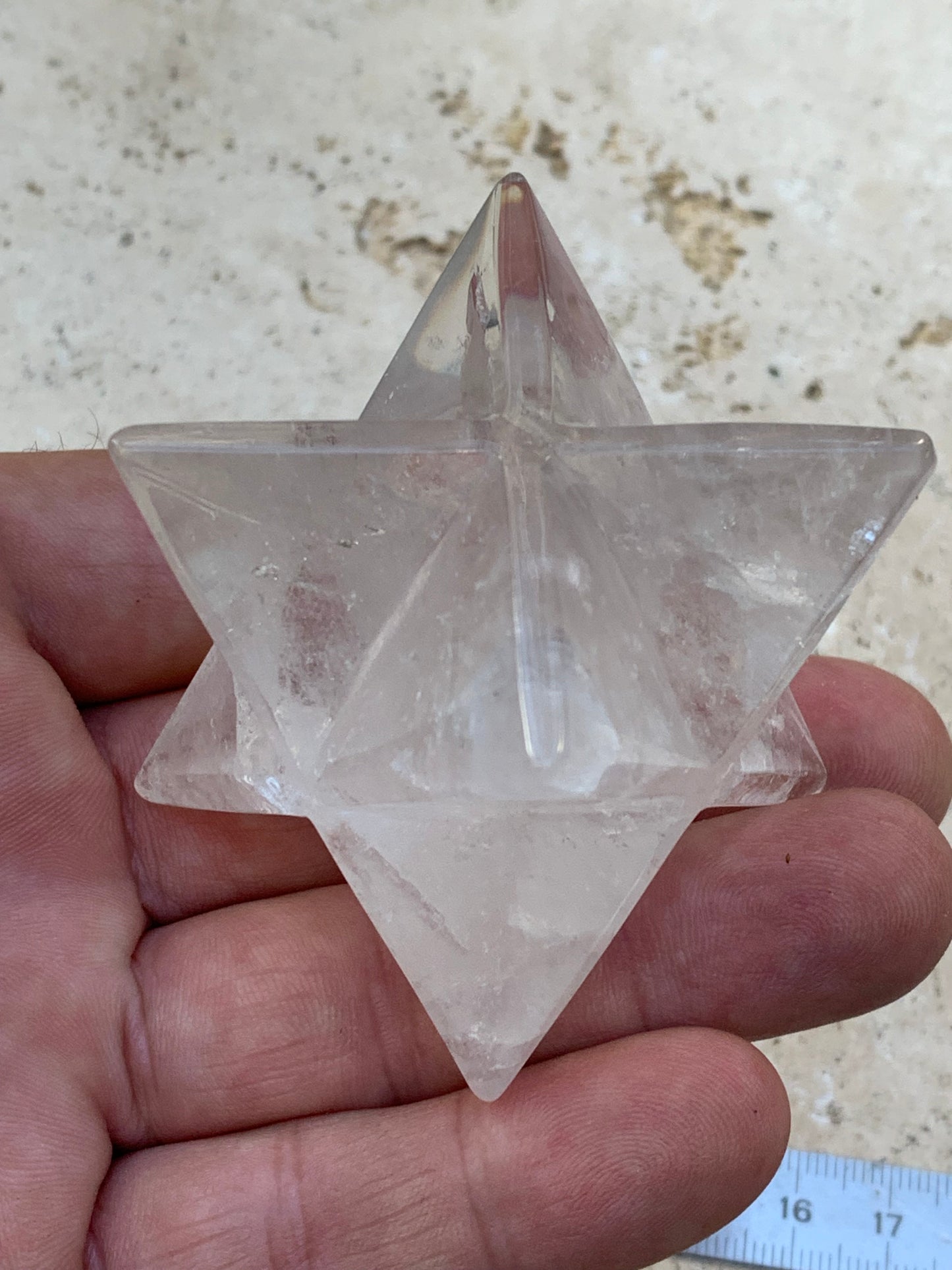 Mercaba/ Mercabah/ Merkabah (étoile à 8 branches), en cristal de roche. De 44x44x44mm - 137,7 grammes. Qualité A à AAA !