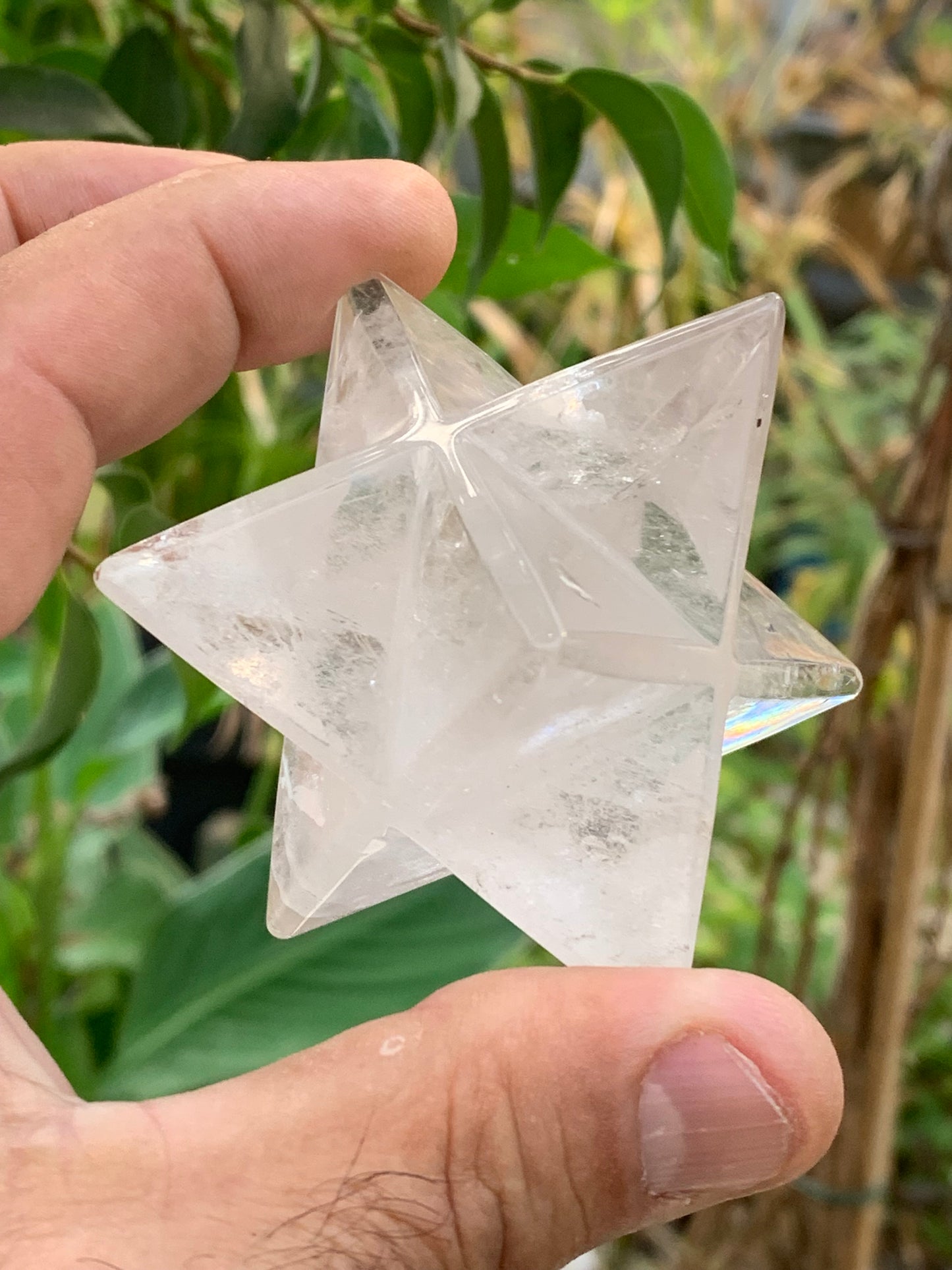 Mercaba/ Mercabah/ Merkabah (étoile à 8 branches), en cristal de roche. De 44x44x44mm - 137,7 grammes. Qualité A à AAA !
