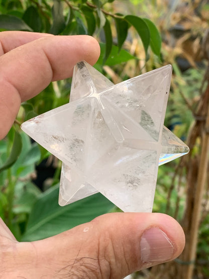 Mercaba/ Mercabah/ Merkabah (étoile à 8 branches), en cristal de roche. De 44x44x44mm - 137,7 grammes. Qualité A à AAA !