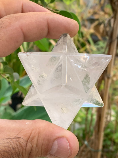 Mercaba/ Mercabah/ Merkabah (étoile à 8 branches), en cristal de roche. De 44x44x44mm - 137,7 grammes. Qualité A à AAA !
