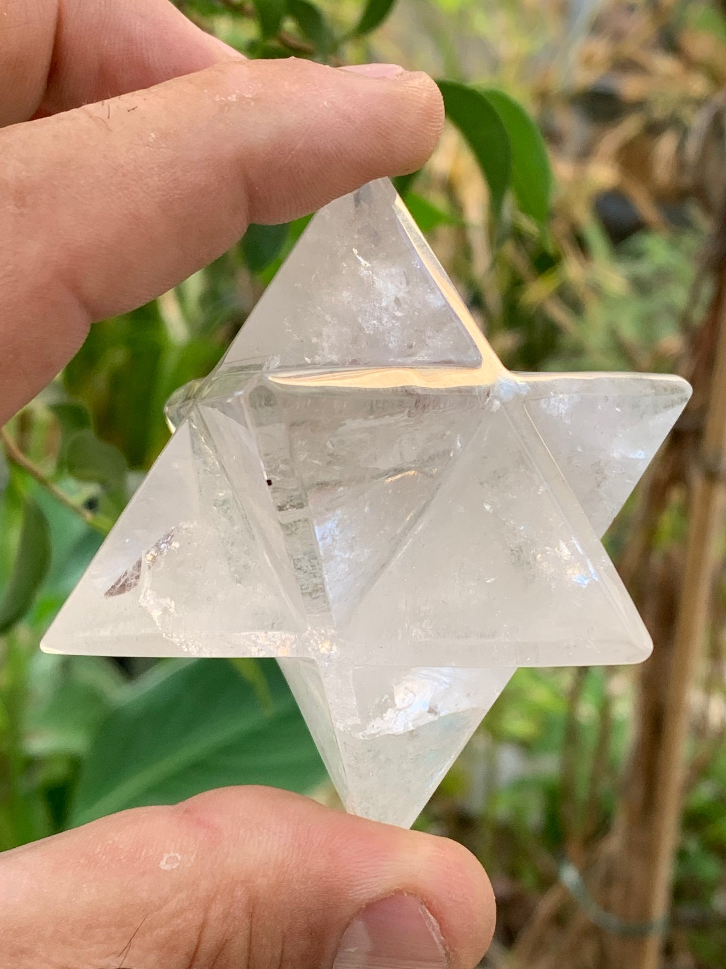 Mercaba/ Mercabah/ Merkabah (étoile à 8 branches), en cristal de roche. De 44x44x44mm - 137,7 grammes. Qualité A à AAA !