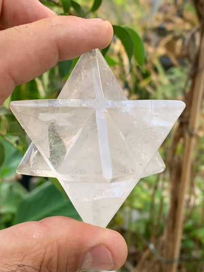 Mercaba/ Mercabah/ Merkabah (étoile à 8 branches), en cristal de roche. De 44x44x44mm - 137,7 grammes. Qualité A à AAA !