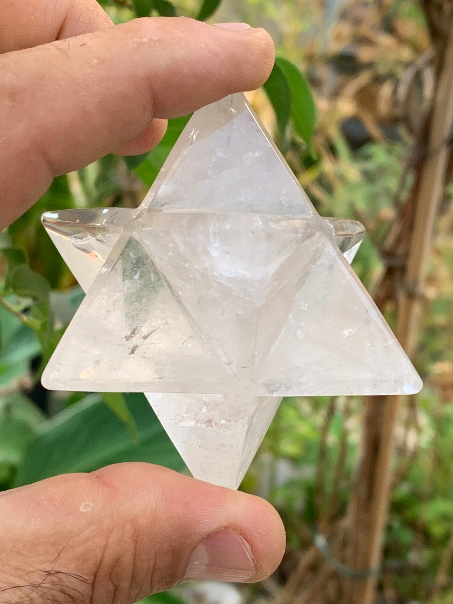 Mercaba/ Mercabah/ Merkabah (étoile à 8 branches), en cristal de roche. De 44x44x44mm - 137,7 grammes. Qualité A à AAA !