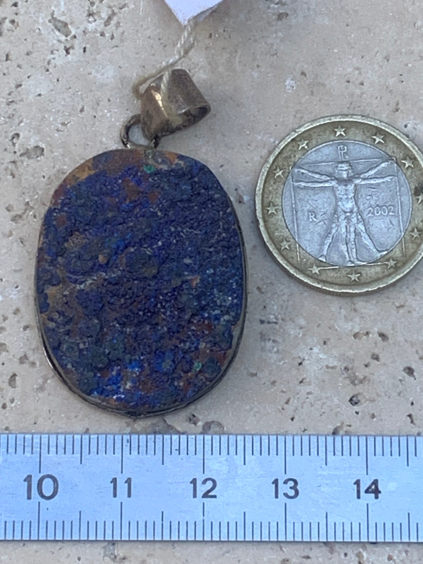 Azurite, Silver pendant, 47mm high x 27mm wide x 8mm thick. Sold with a free adjustable black cord!