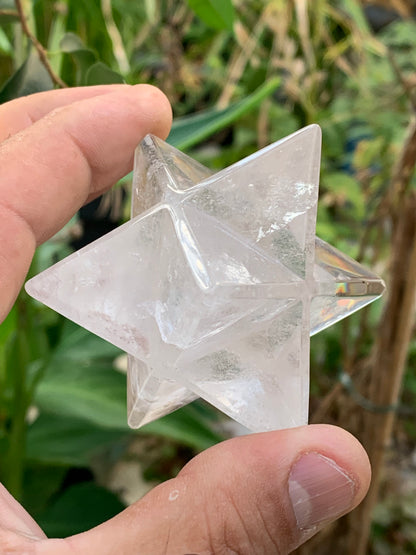 Mercaba/ Mercabah/ Merkabah (étoile à 8 branches), en cristal de roche. De 44x44x44mm - 137,7 grammes. Qualité A à AAA !