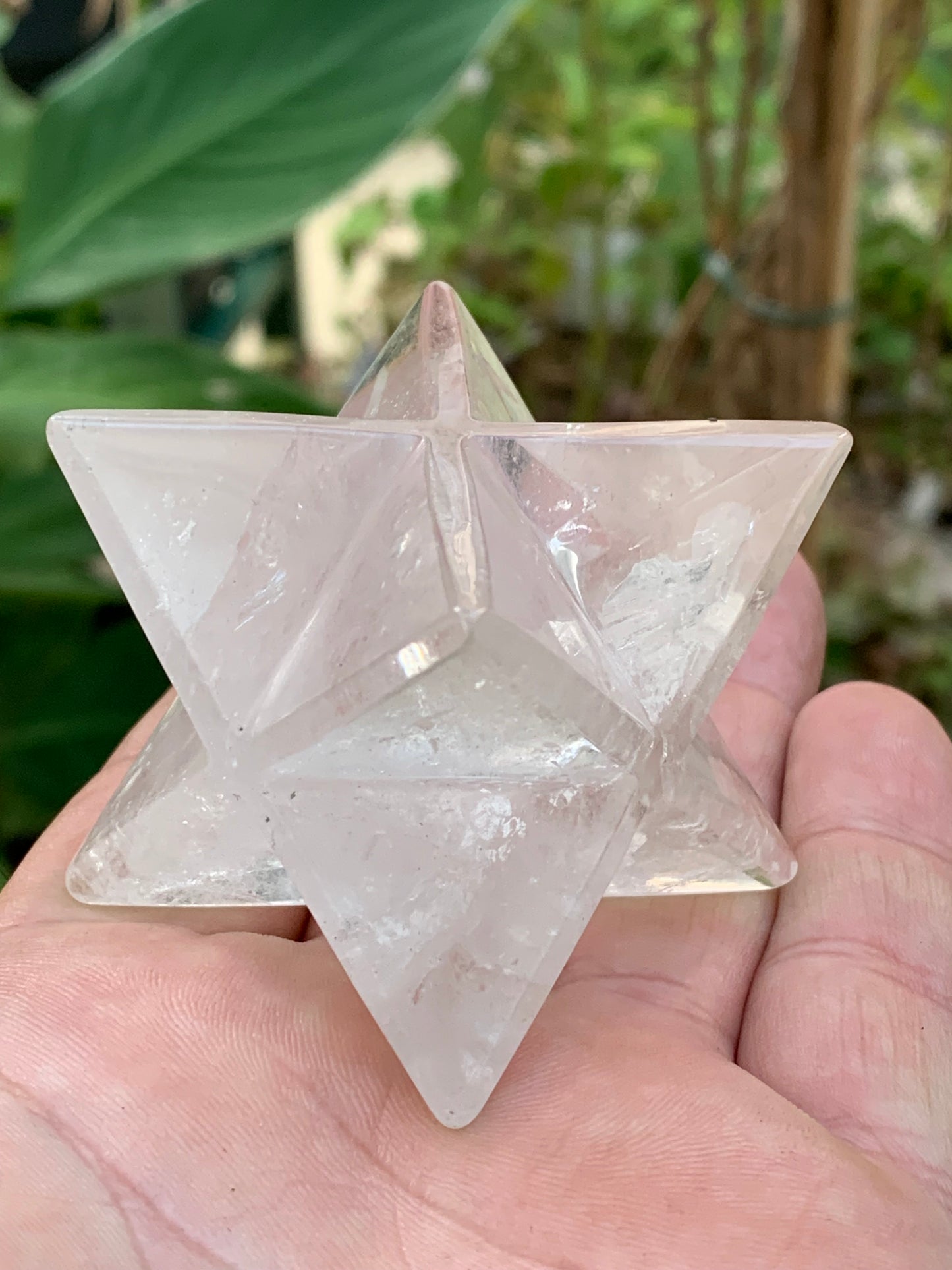 Mercaba/ Mercabah/ Merkabah (étoile à 8 branches), en cristal de roche. De 44x44x44mm - 137,7 grammes. Qualité A à AAA !
