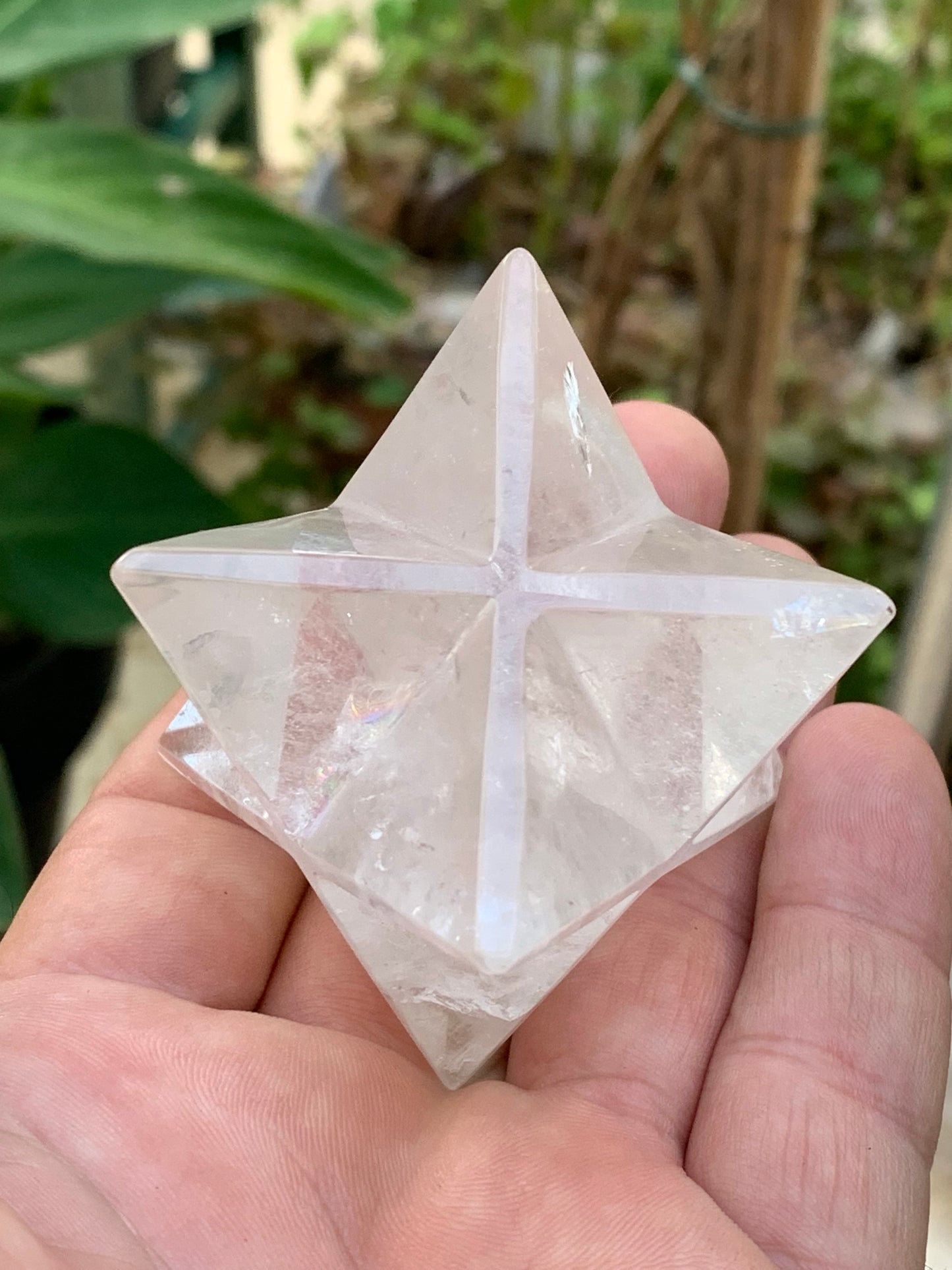 Mercaba/ Mercabah/ Merkabah (étoile à 8 branches), en cristal de roche. De 44x44x44mm - 137,7 grammes. Qualité A à AAA !